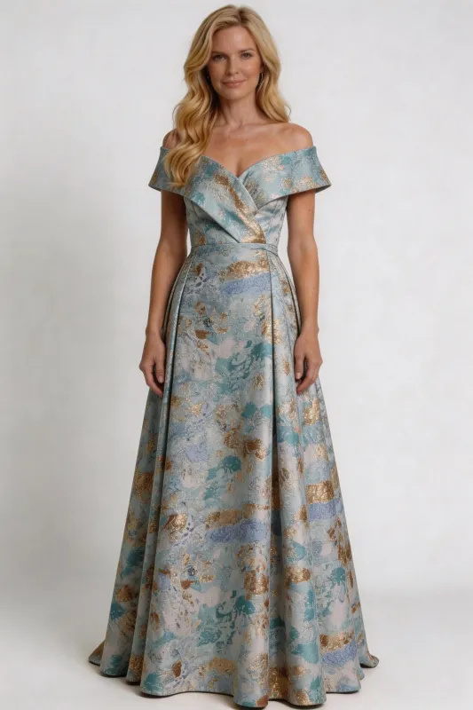 A-Line Floor Length Jacquard Mother of the Bride Dress CM0430 made by Cocomelody