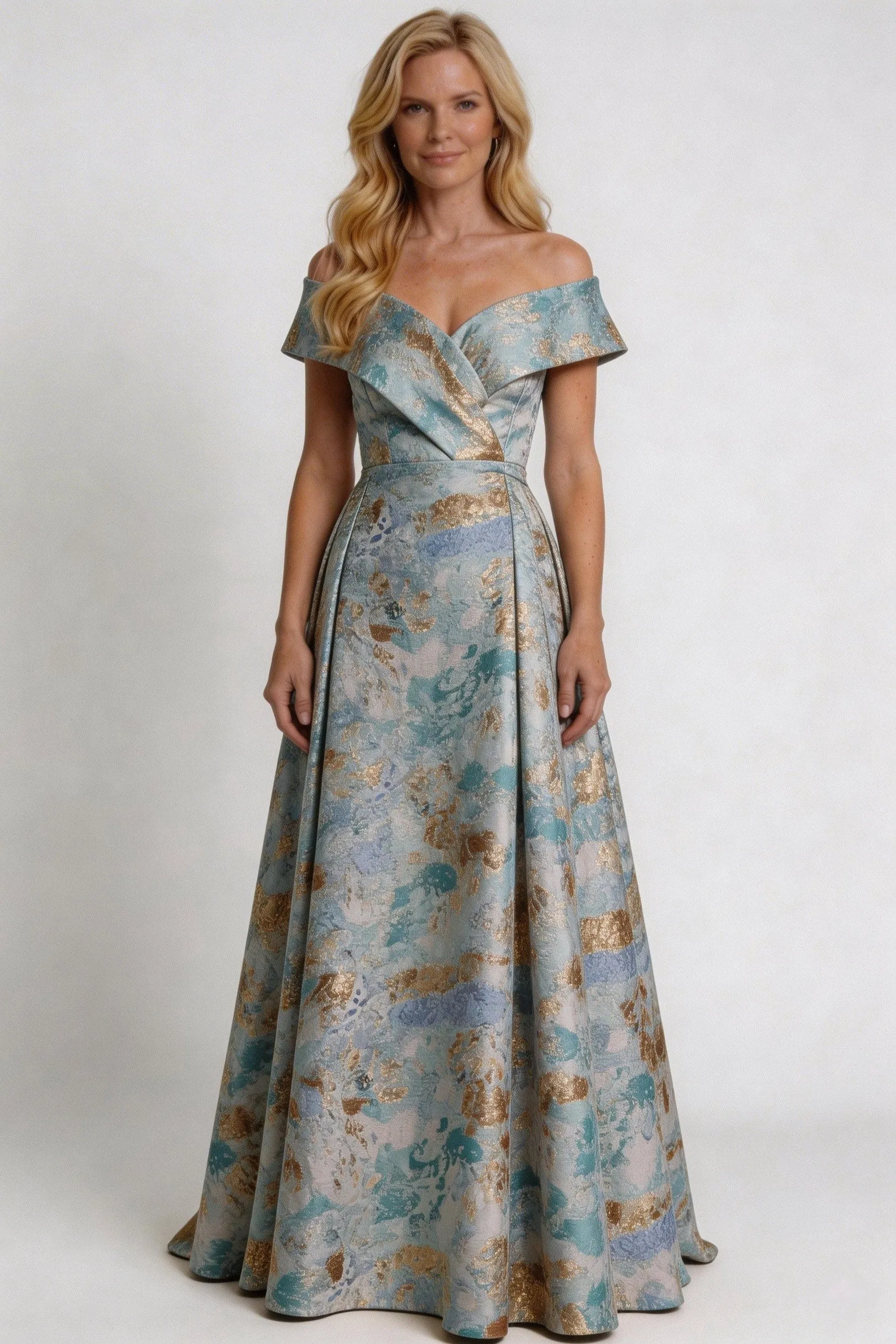 A-Line Floor Length Jacquard Mother of the Bride Dress CM0430 sold by Cocomelody