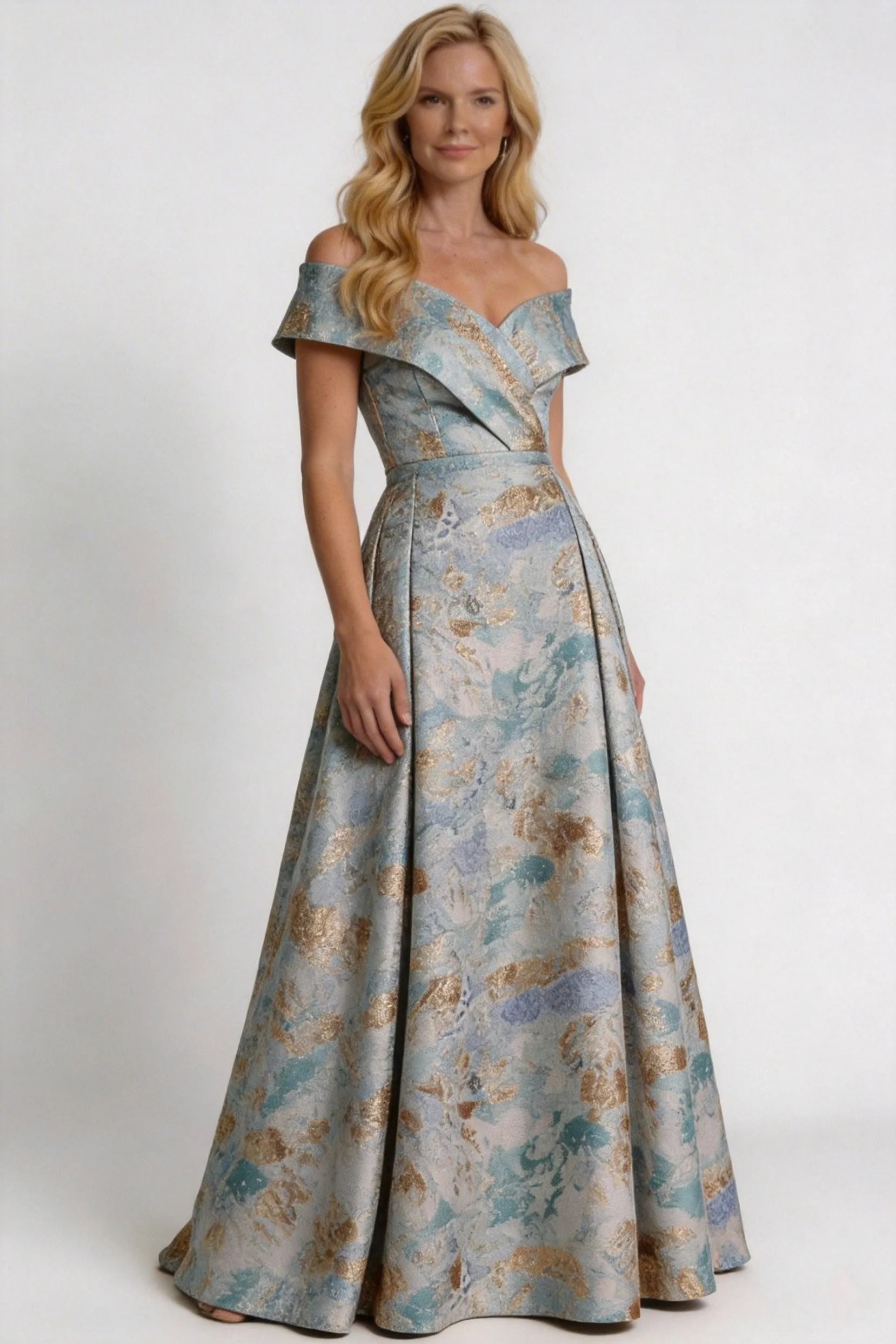 A-Line Floor Length Jacquard Mother of the Bride Dress CM0430 sold by Cocomelody product image thumbnail 3