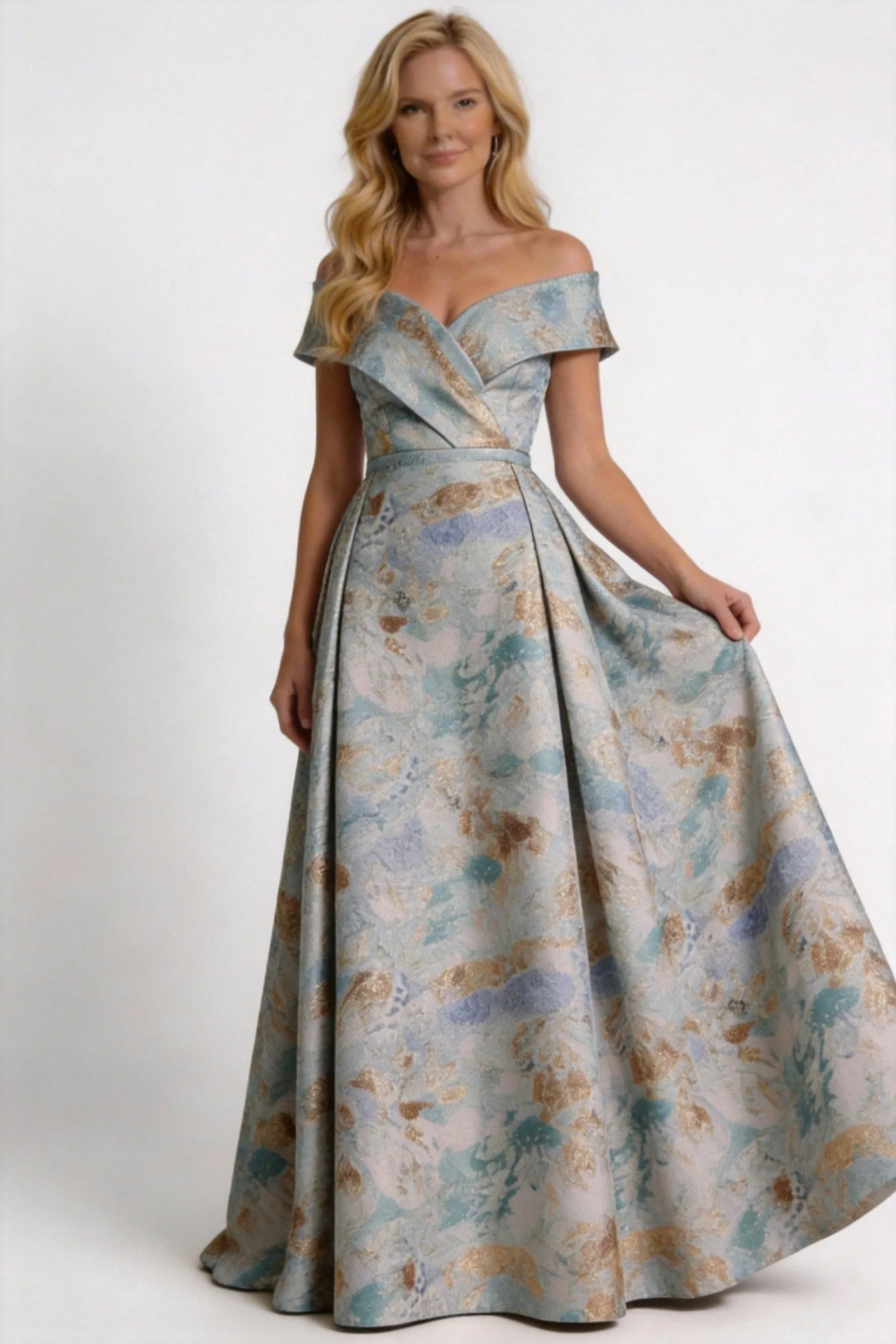 A-Line Floor Length Jacquard Mother of the Bride Dress CM0430 sold by Cocomelody product image thumbnail 4