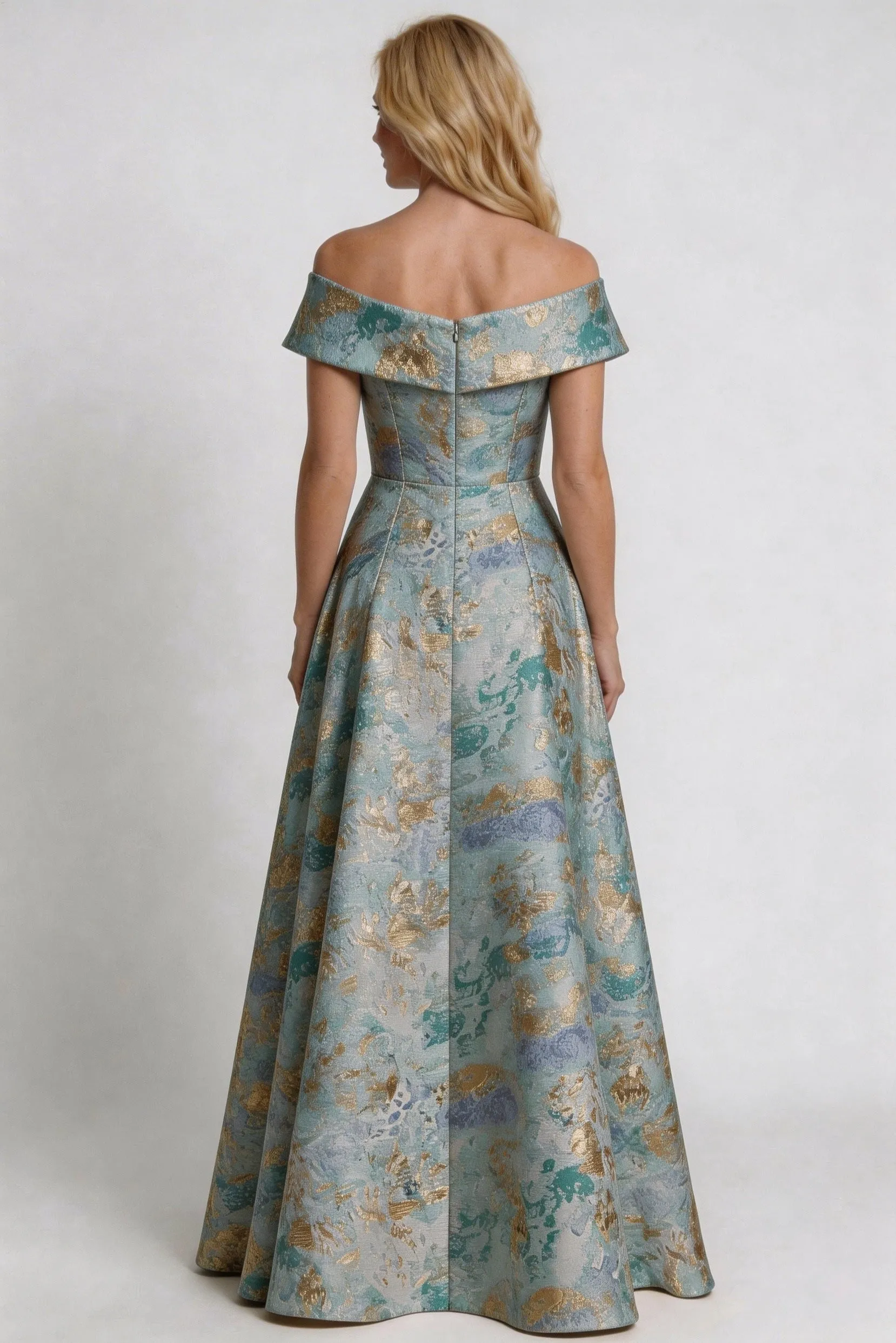 A-Line Floor Length Jacquard Mother of the Bride Dress CM0430 sold by Cocomelody product image thumbnail 2