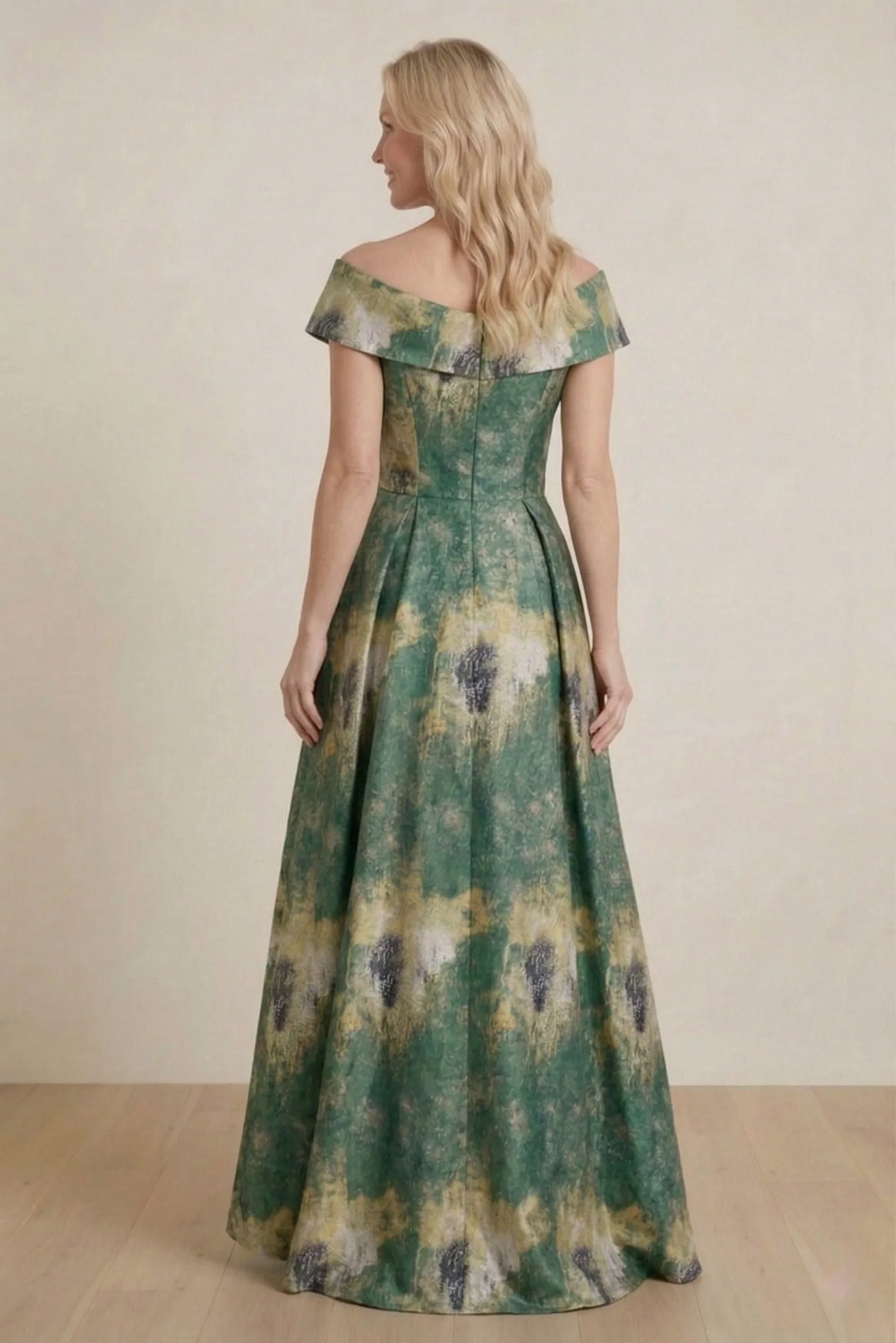 A-Line High-Low Jacquard Mother of the Bride Dress CM0423 sold by Cocomelody product image thumbnail 2