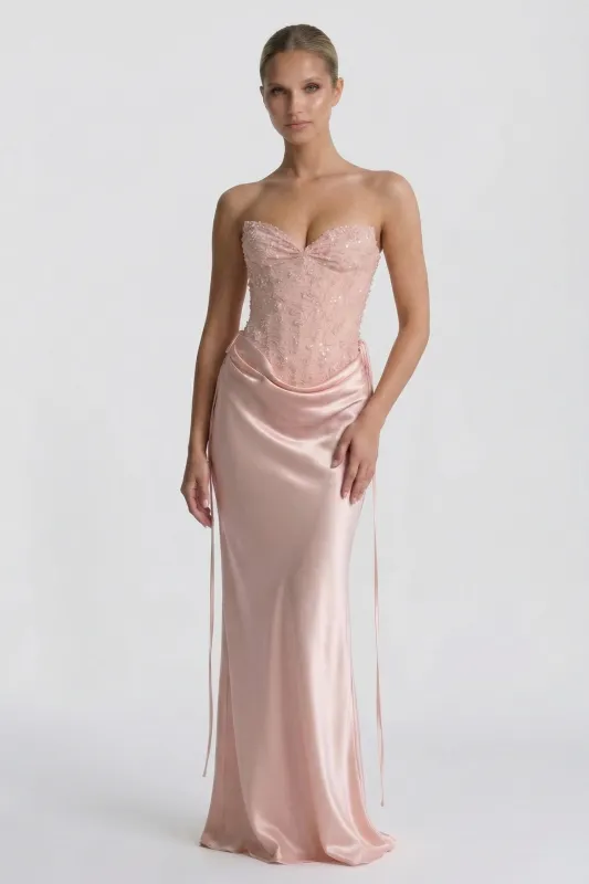 Sheath-Column Floor Length Acetate Satin Wedding Guest Dress CG0308 made by Cocomelody