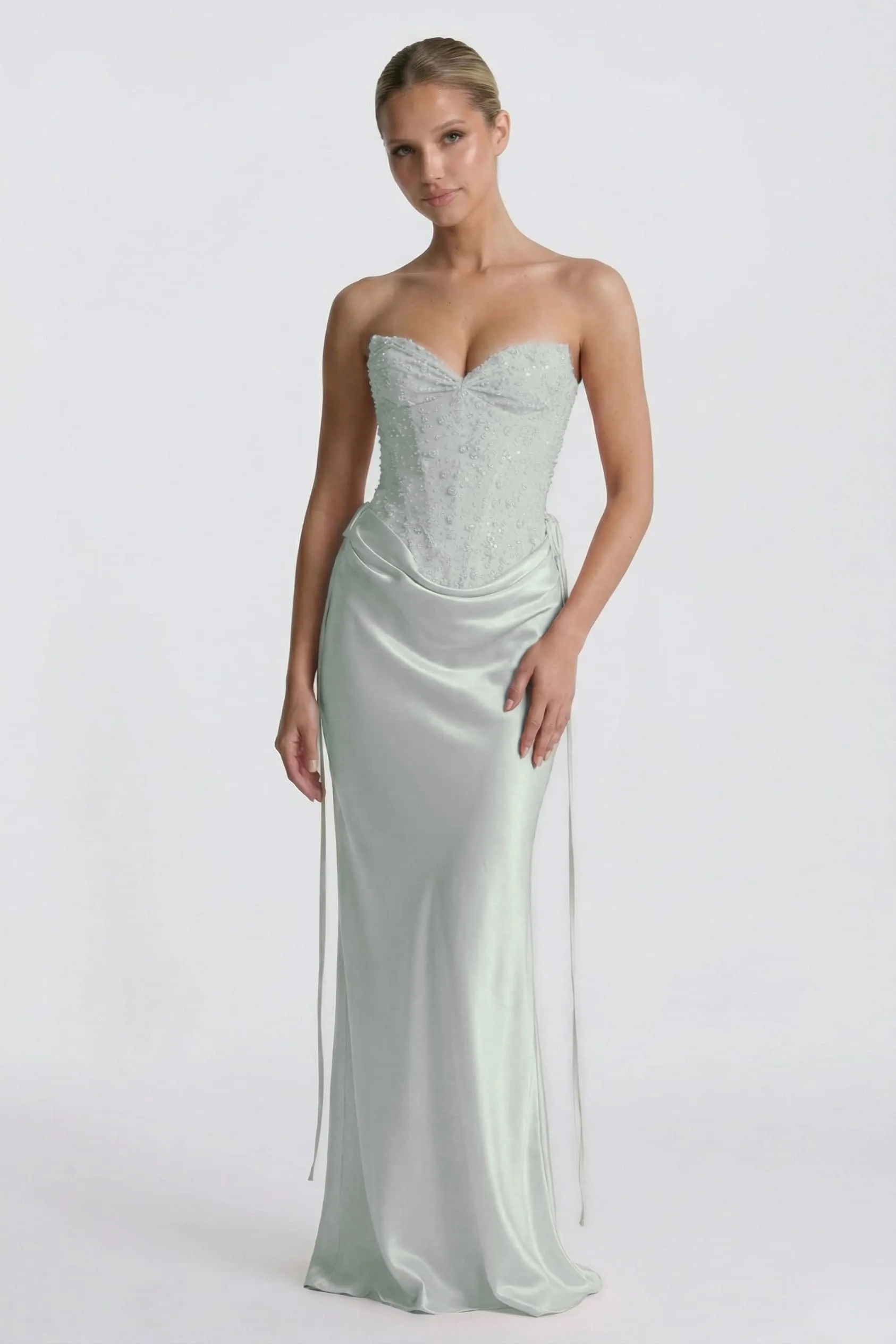 Sheath-Column Floor Length Acetate Satin Wedding Guest Dress CG0308 sold by Cocomelody product image thumbnail 5