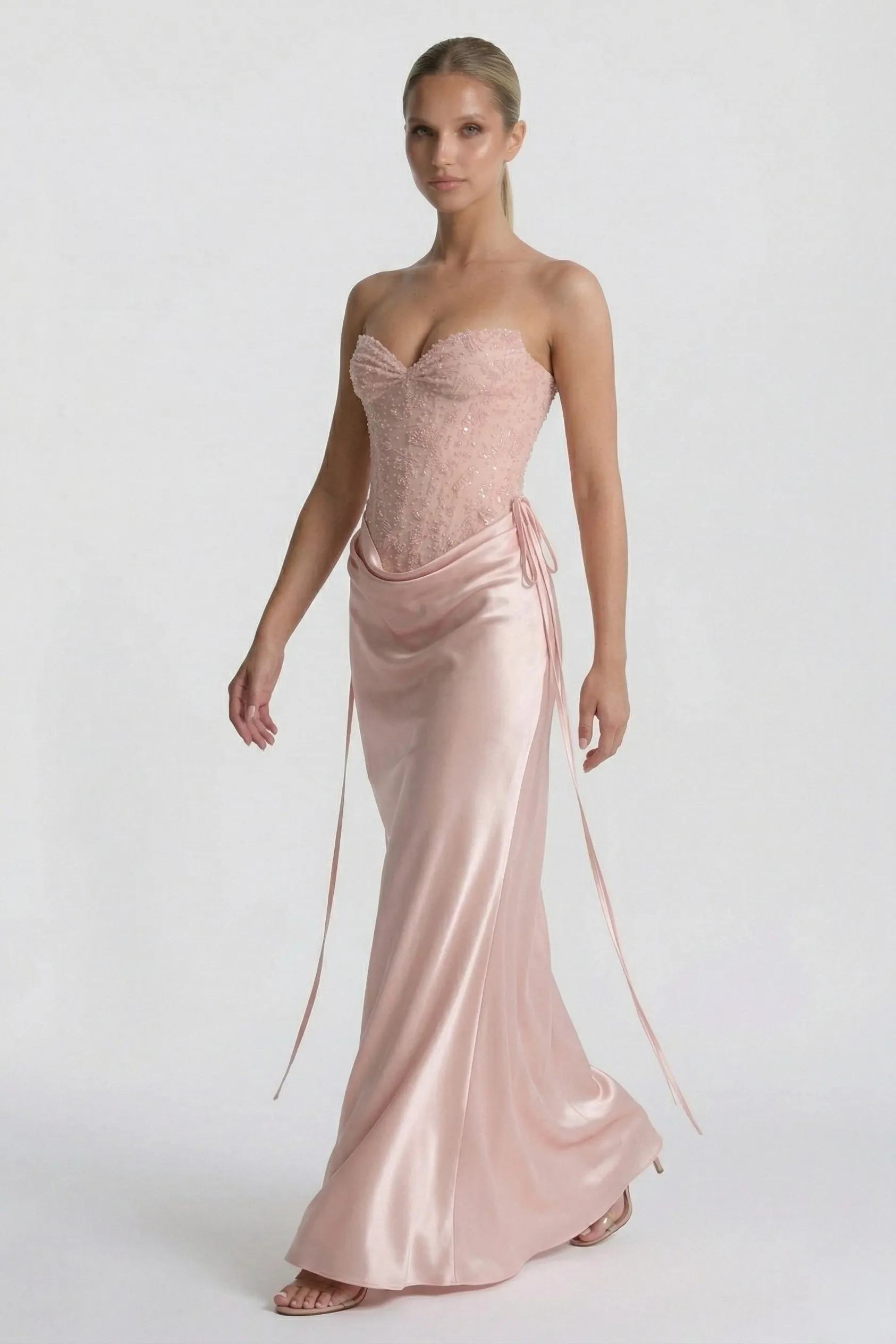 Sheath-Column Floor Length Acetate Satin Wedding Guest Dress CG0308 sold by Cocomelody product image thumbnail 3