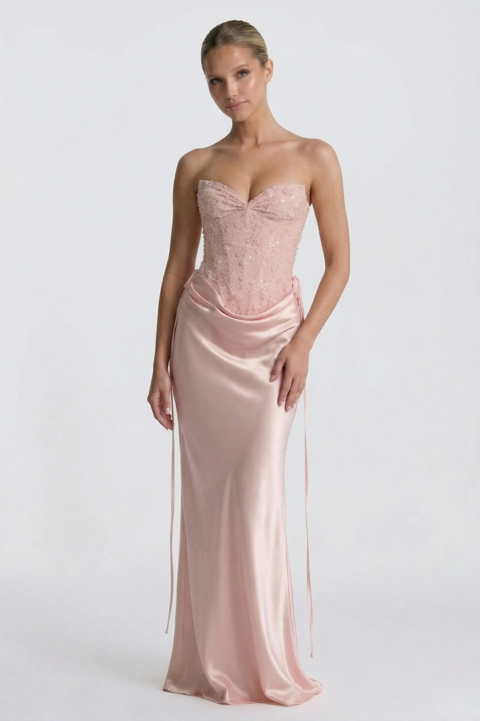 Sheath-Column Floor Length Acetate Satin Wedding Guest Dress CG0308 sold by Cocomelody product image thumbnail 4