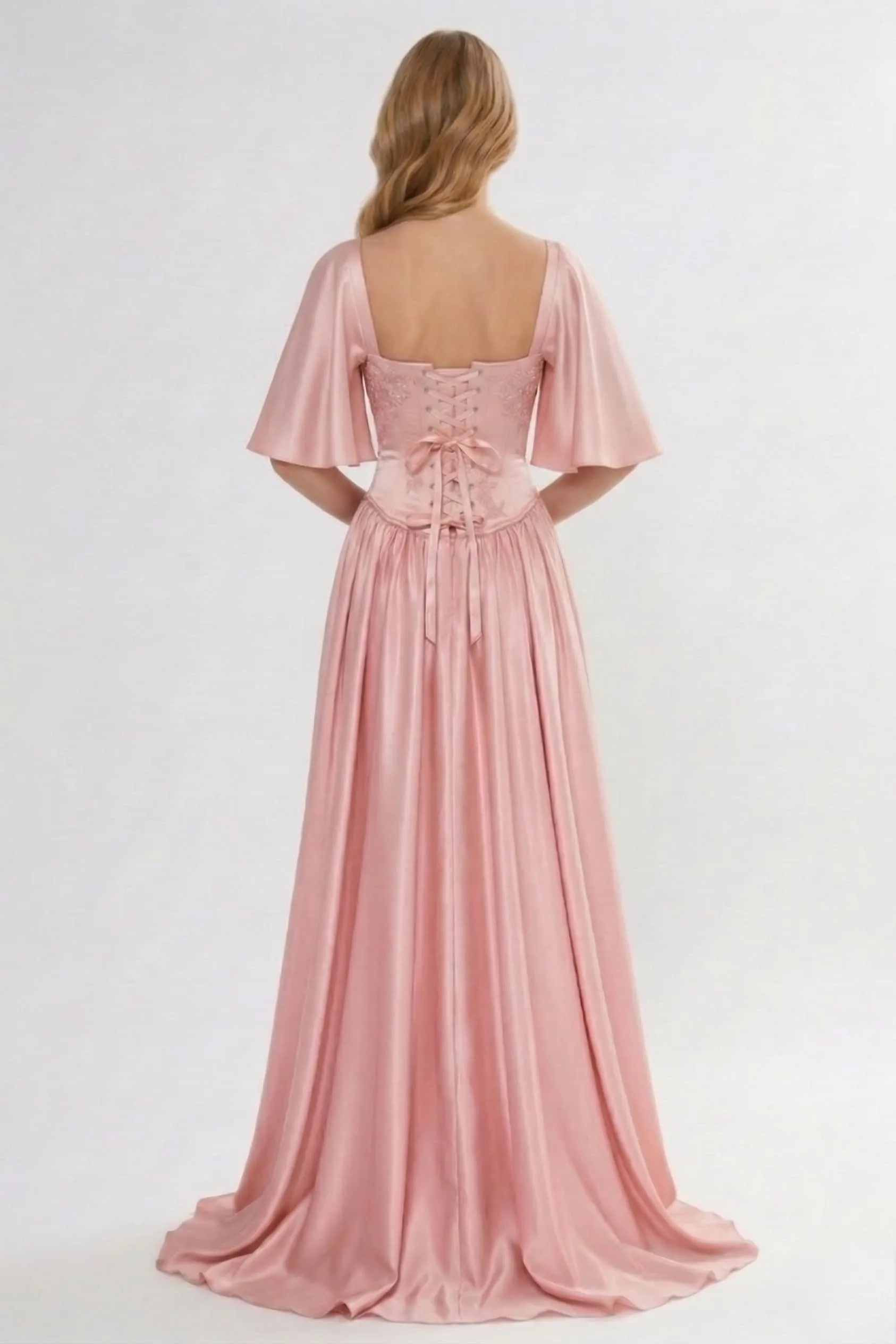 A-Line Floor Length Satin Wedding Guest Dress CG0316 sold by Cocomelody product image thumbnail 2