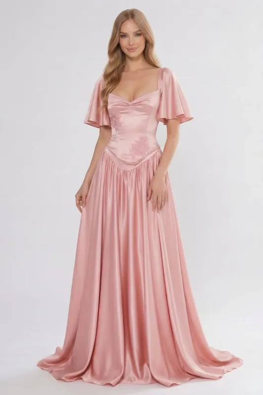 A-Line Floor Length Satin Wedding Guest Dress CG0316 made by Cocomelody