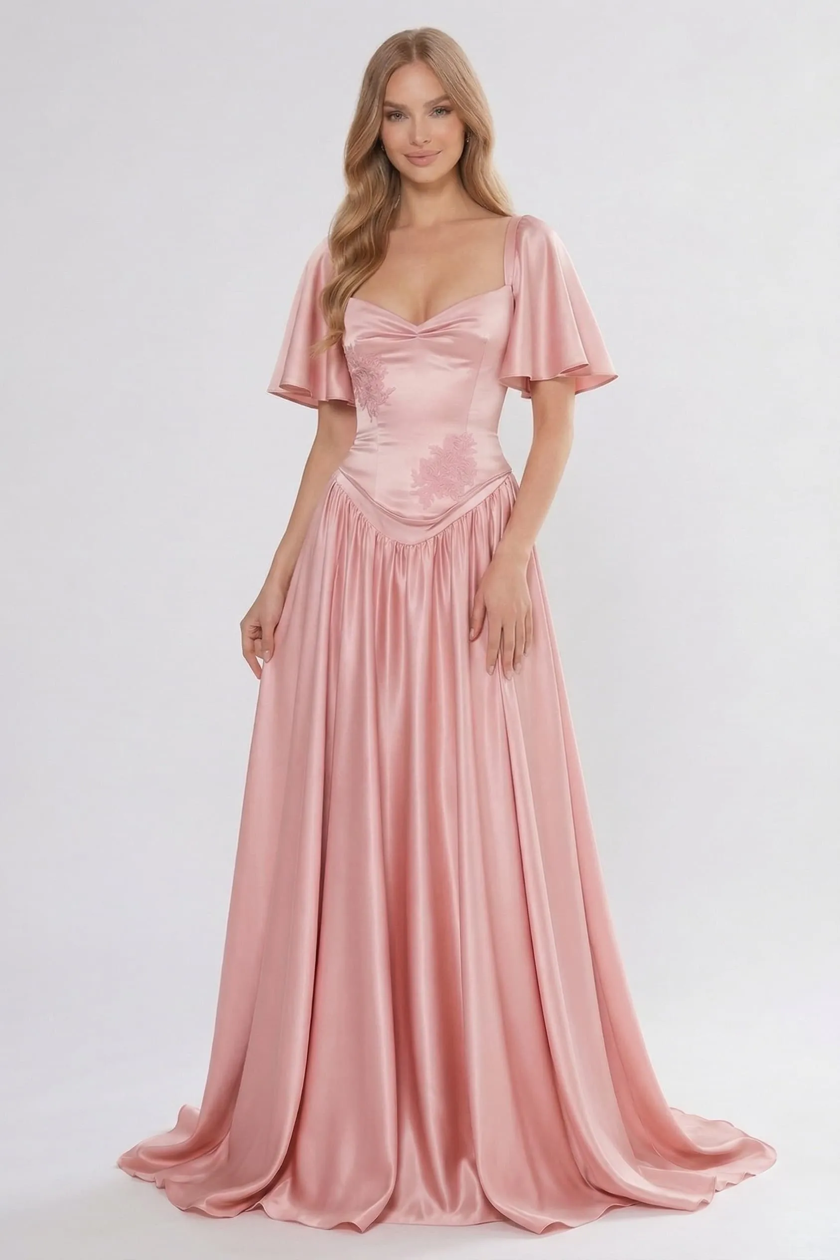 A-Line Floor Length Satin Wedding Guest Dress CG0316 sold by Cocomelody