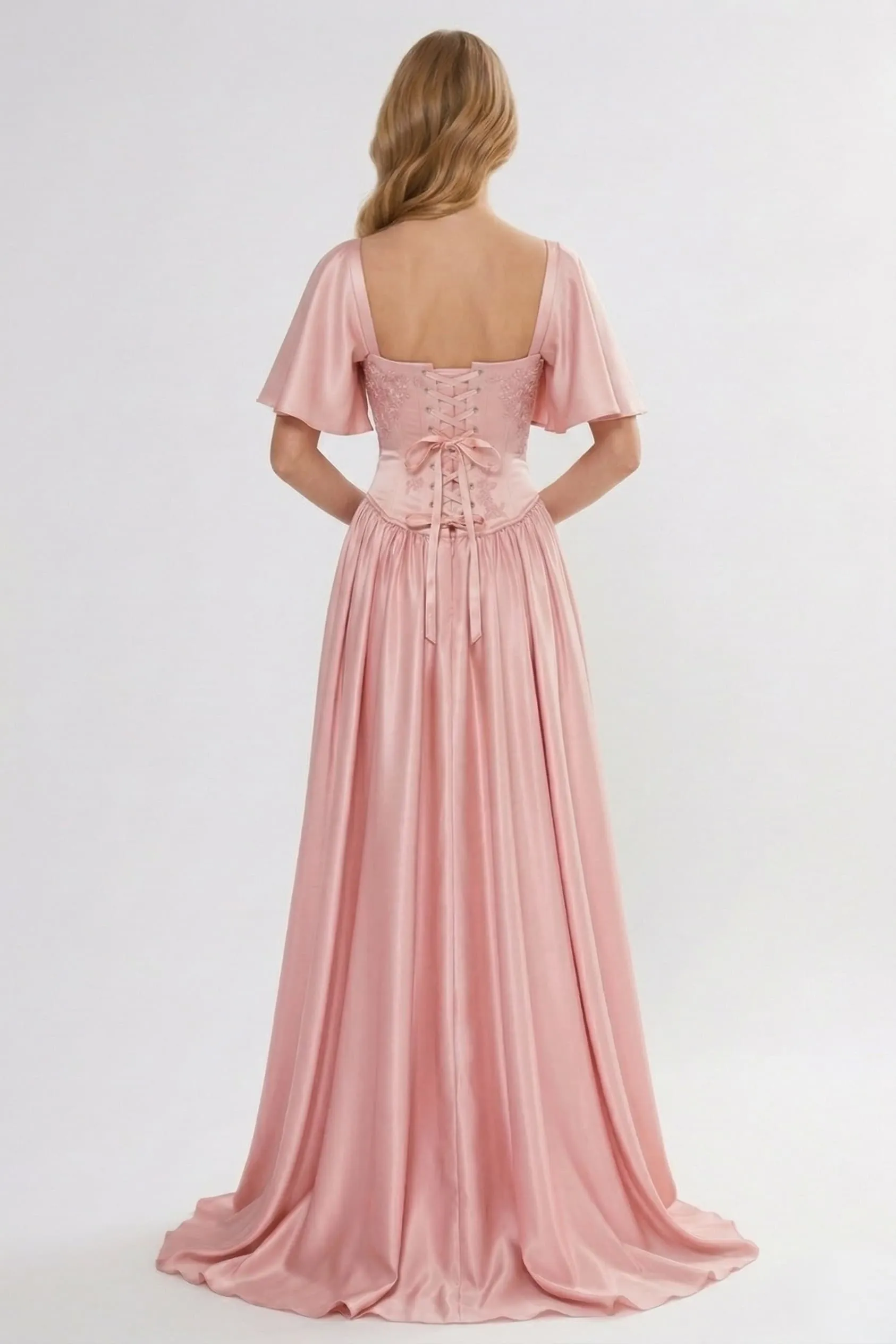 A-Line Floor Length Satin Wedding Guest Dress CG0316 sold by Cocomelody product image thumbnail 5