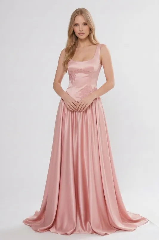 A-Line Floor Length Satin Wedding Guest Dress CG0314 made by Cocomelody