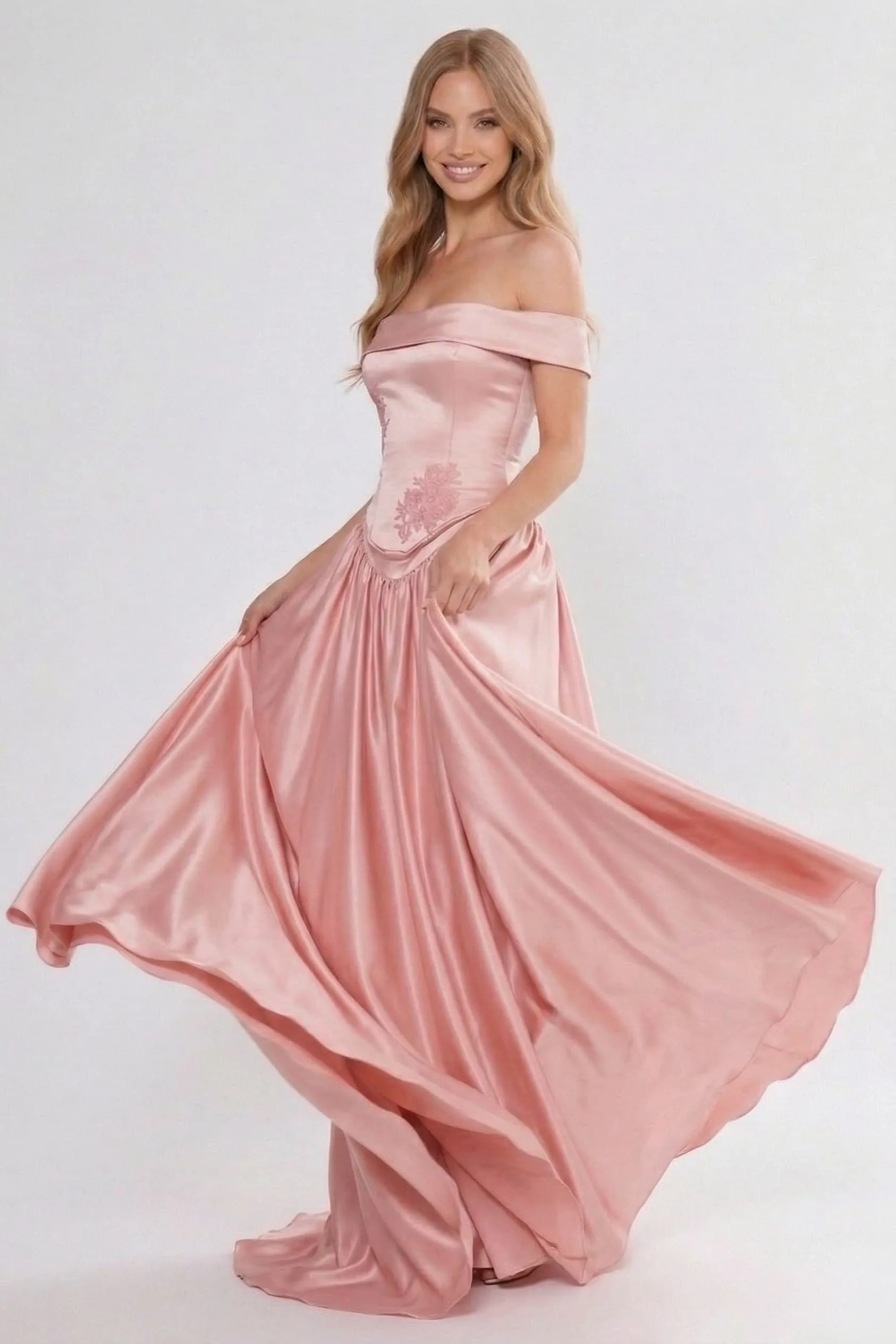 A-Line Floor Length Satin Wedding Guest Dress CG0312 sold by Cocomelody product image thumbnail 3
