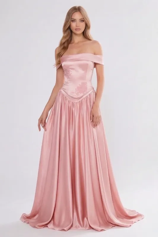 A-Line Floor Length Satin Wedding Guest Dress CG0312 made by Cocomelody