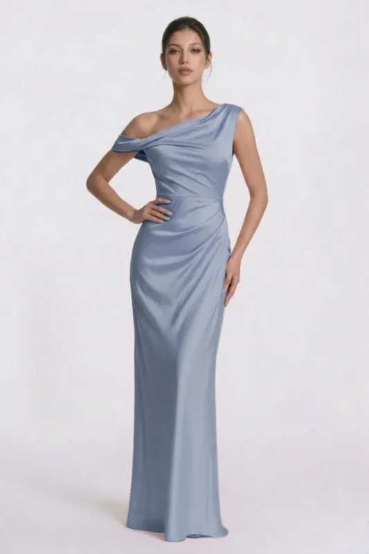 Sheath-Column Floor Length Acetate Satin Bridesmaid Dress CG0309BM made by Cocomelody
