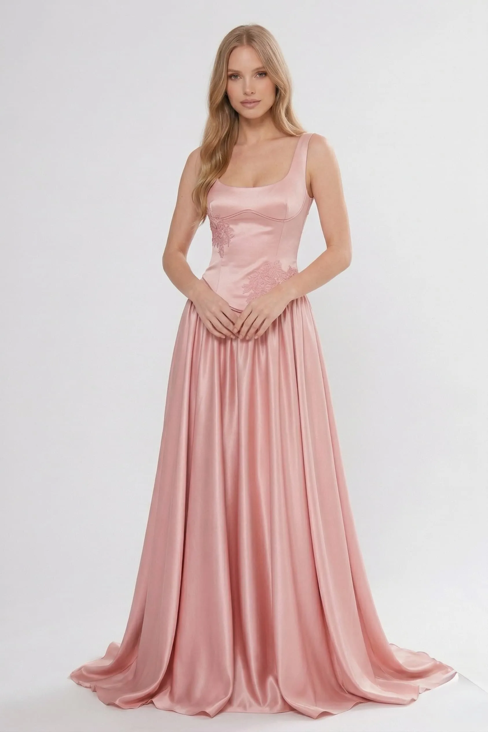 A-Line/Two-Piece Floor Length Soft Satin Wedding Guest Dress CG0314 sold by Cocomelody