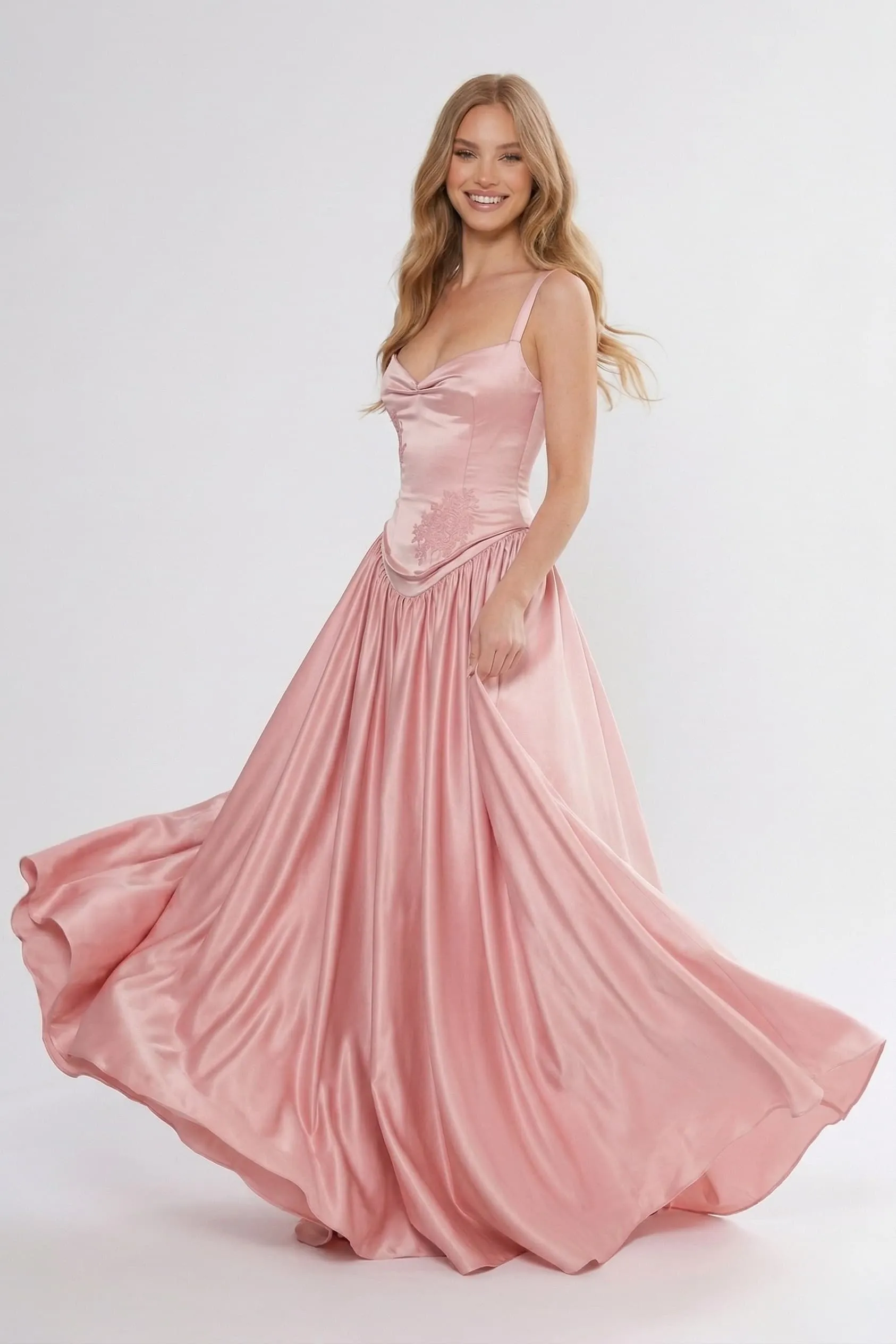 A-Line Floor Length Soft Satin Wedding Guest Dress CG0310 sold by Cocomelody product image thumbnail 3