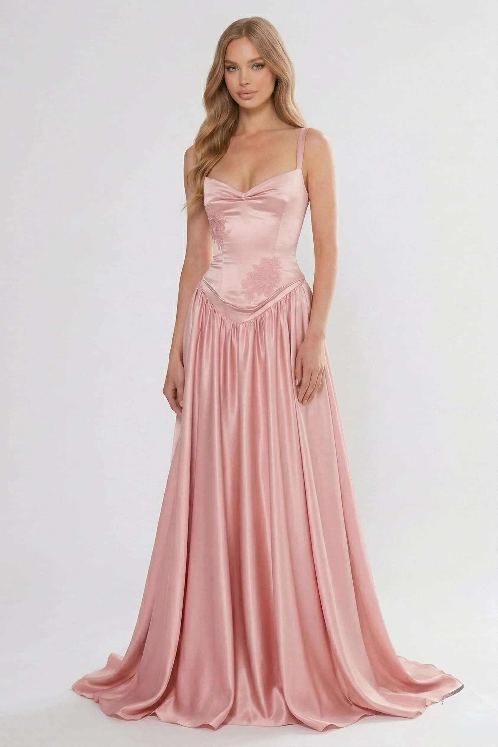A-Line Floor Length Soft Satin Wedding Guest Dress CG0310 sold by Cocomelody product image thumbnail 4