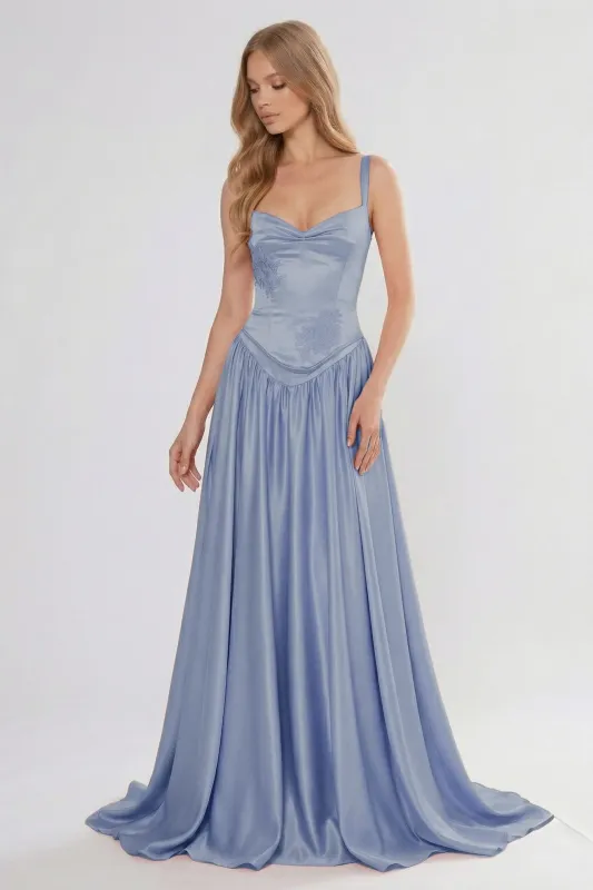 A-Line Floor Length Soft Satin Bridesmaid Dress CG0310BM made by Cocomelody