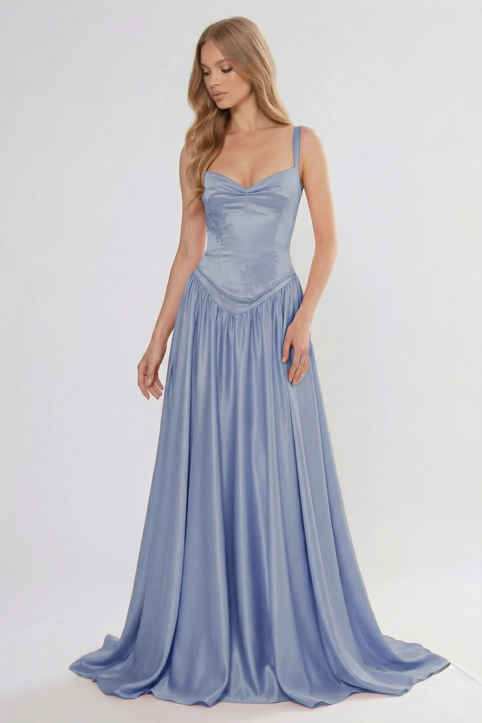 A-Line Floor Length Soft Satin Bridesmaid Dress CG0310BM sold by Cocomelody