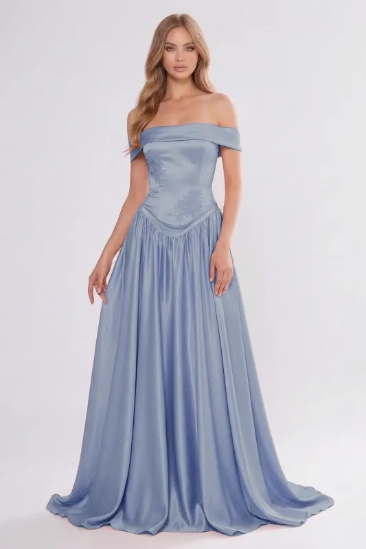 A-Line/Two-Piece Floor Length Soft Satin Bridesmaid Dress CG0312BM made by Cocomelody
