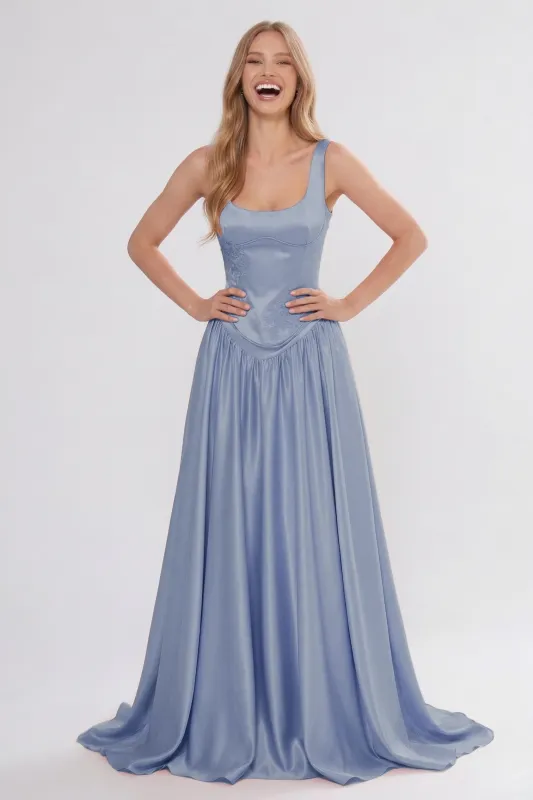 A-Line Floor Length Soft Satin Bridesmaid Dress CG0314BM made by Cocomelody