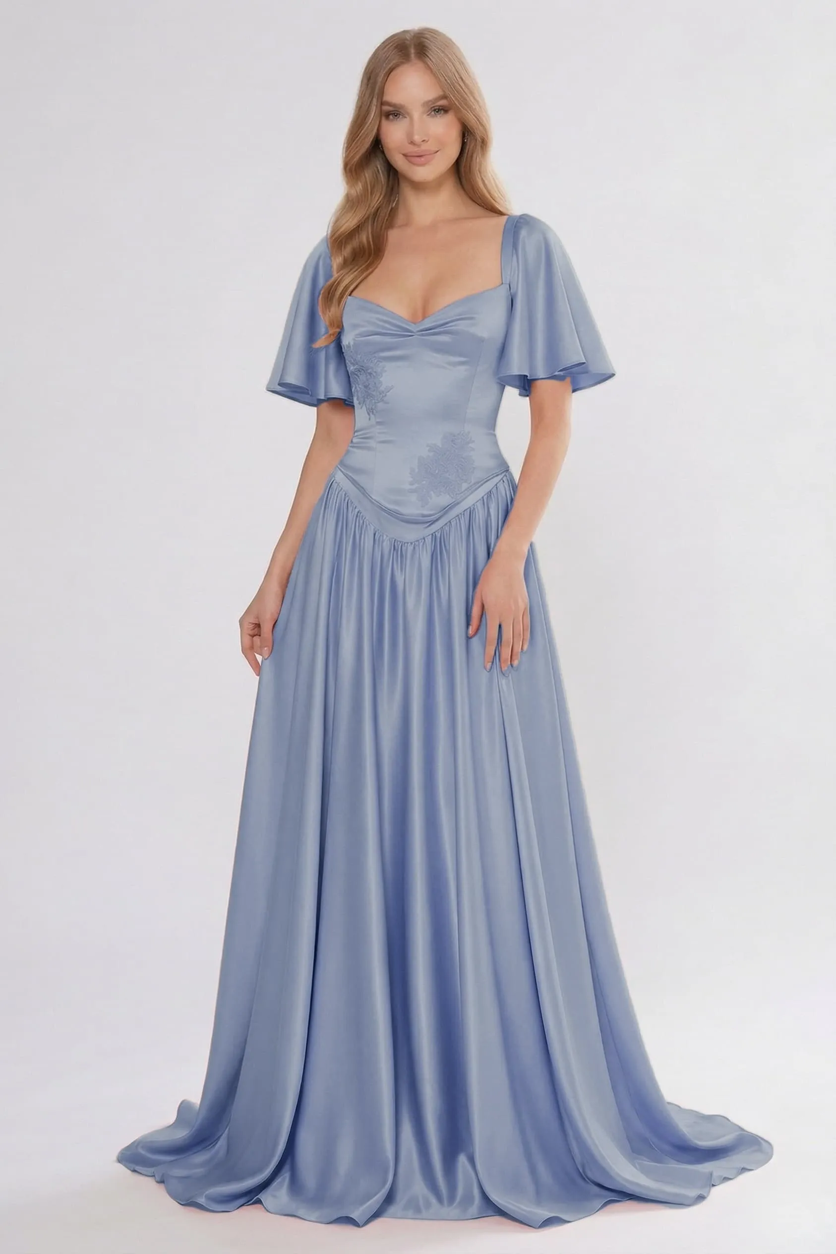 A-Line Floor Length Soft Satin Bridesmaid Dress CG0316BM sold by Cocomelody