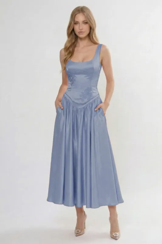 A-Line/Two-Piece Ankle Length Soft Satin Bridesmaid Dress CG0315BM made by Cocomelody