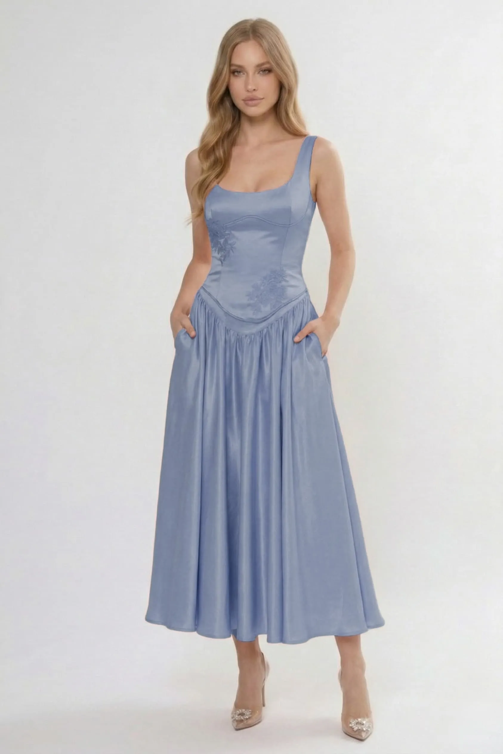 A-Line/Two-Piece Ankle Length Soft Satin Bridesmaid Dress CG0315BM sold by Cocomelody