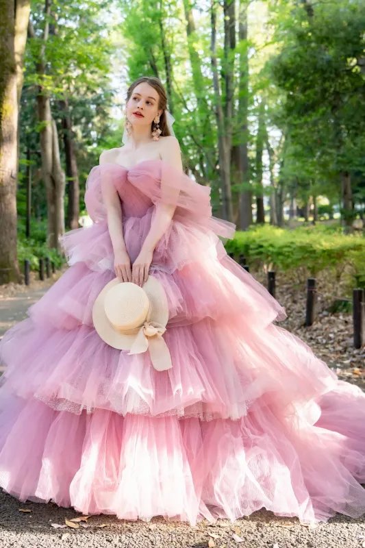 Ball Gown Court Train Tulle Wedding Dress CW3298 made by Cocomelody