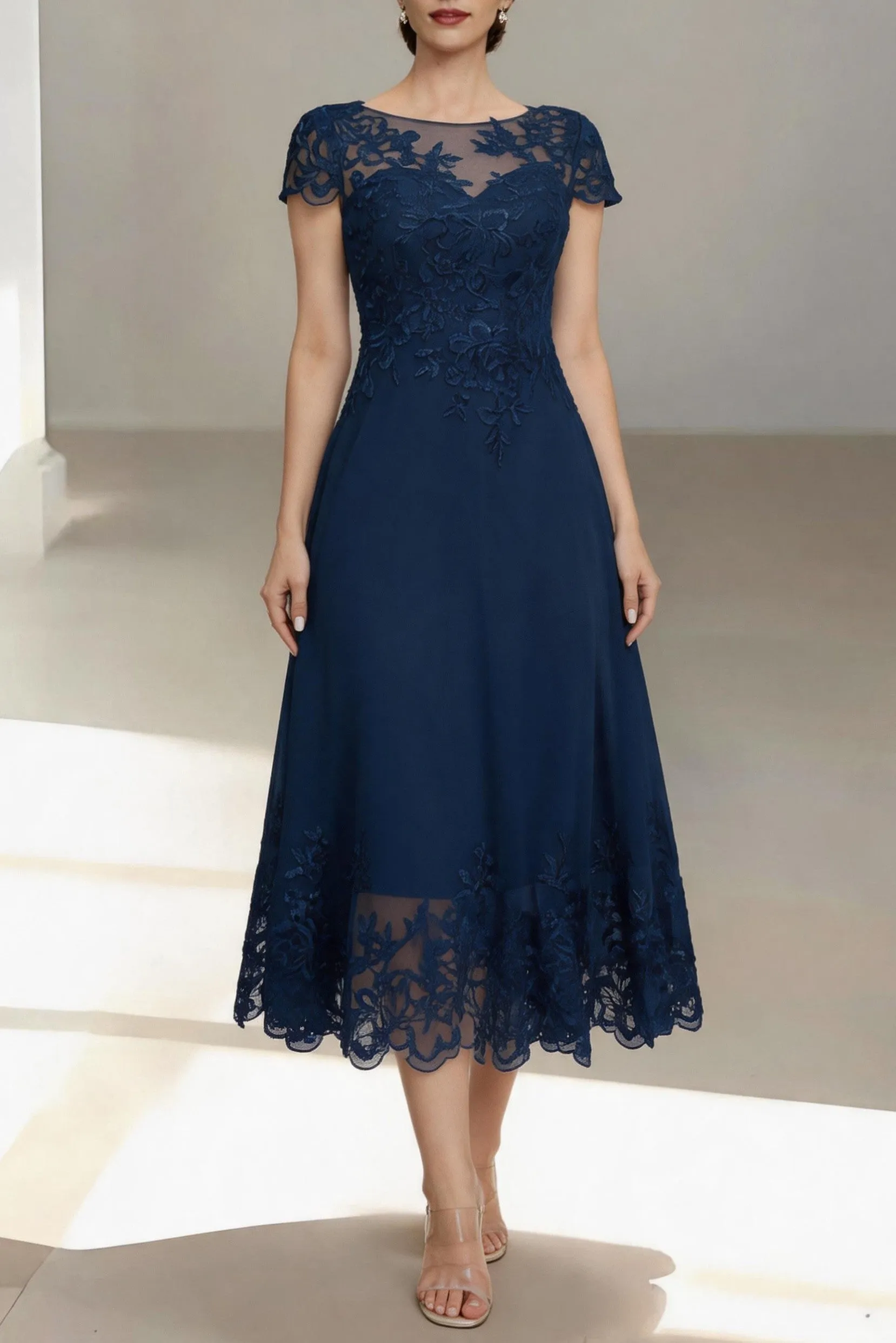 A-Line Tea Length Chiffon Mother of the Bride Dress CM0453 sold by Cocomelody