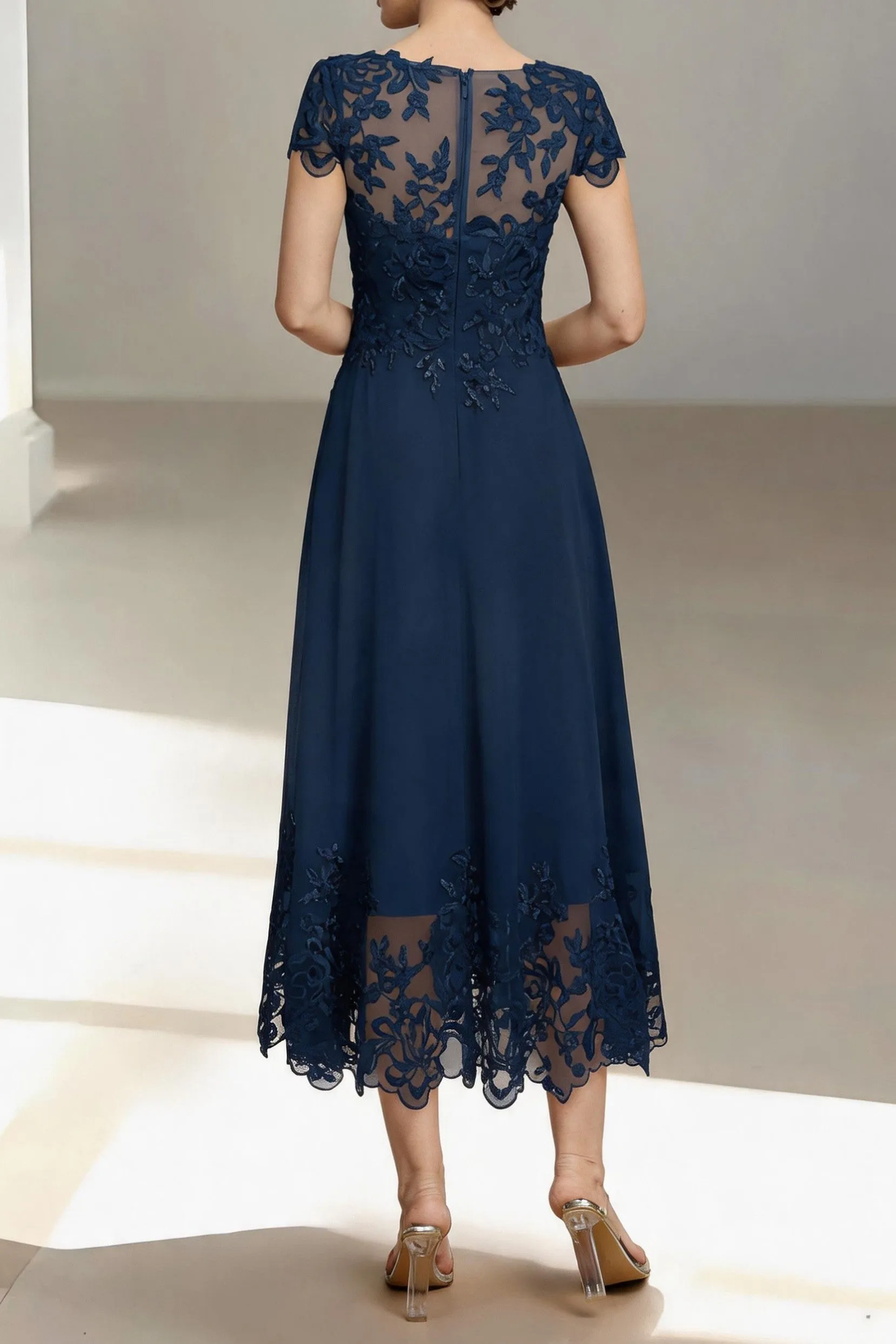 A-Line Tea Length Chiffon Mother of the Bride Dress CM0453 sold by Cocomelody product image thumbnail 2