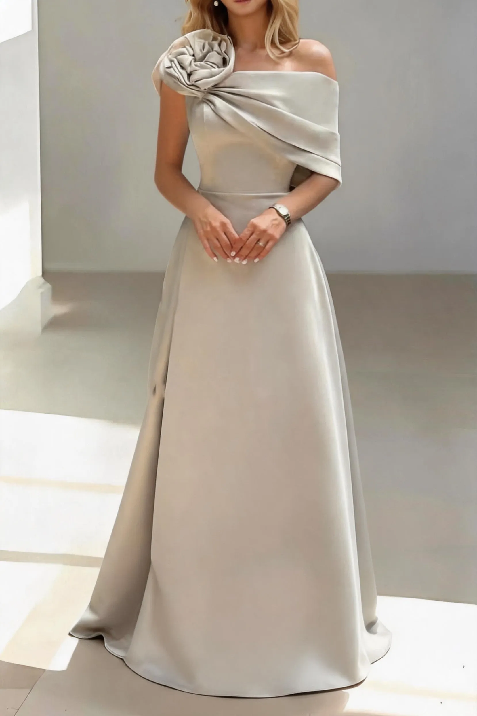 A-Line Floor Length Satin Mother of the Bride Dress CM0452 sold by Cocomelody