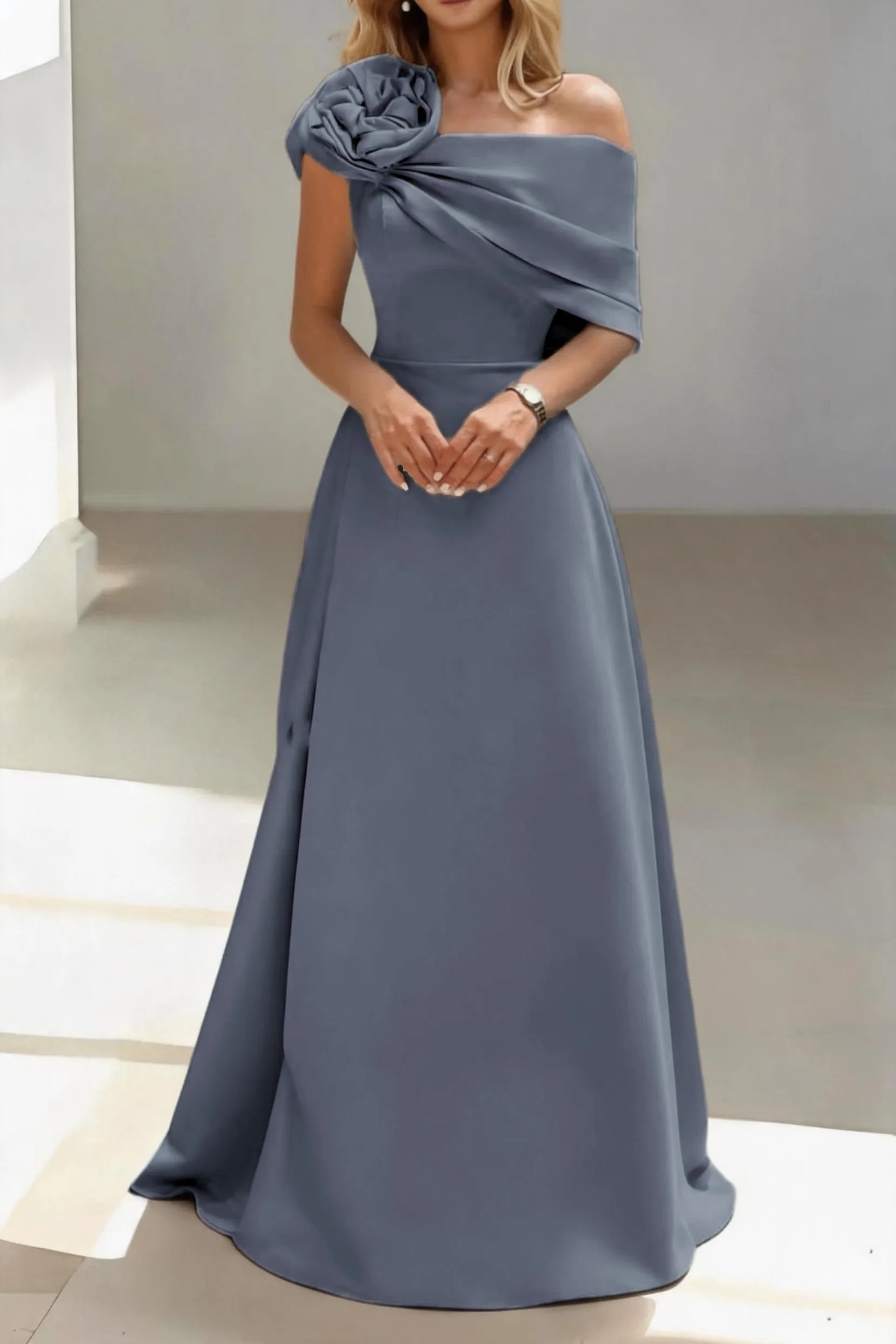 A-Line Floor Length Satin Mother of the Bride Dress CM0452 sold by Cocomelody product image thumbnail 5