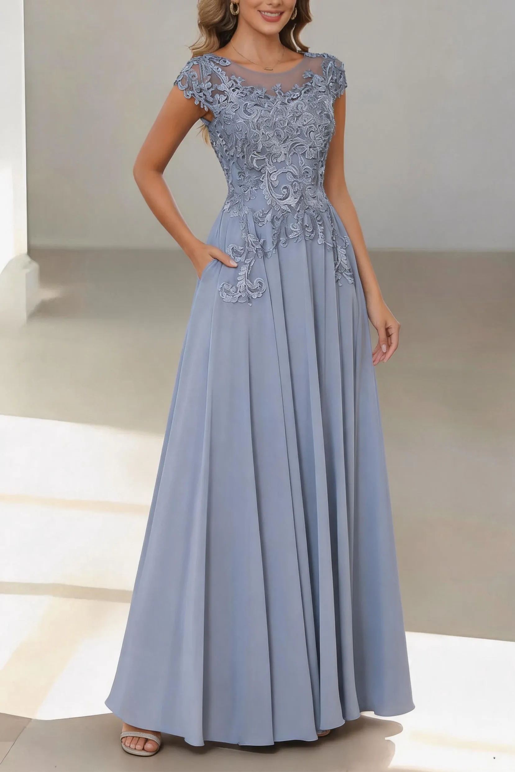 A-Line Floor Length Chiffon Mother of the Bride Dress CM0437 sold by Cocomelody