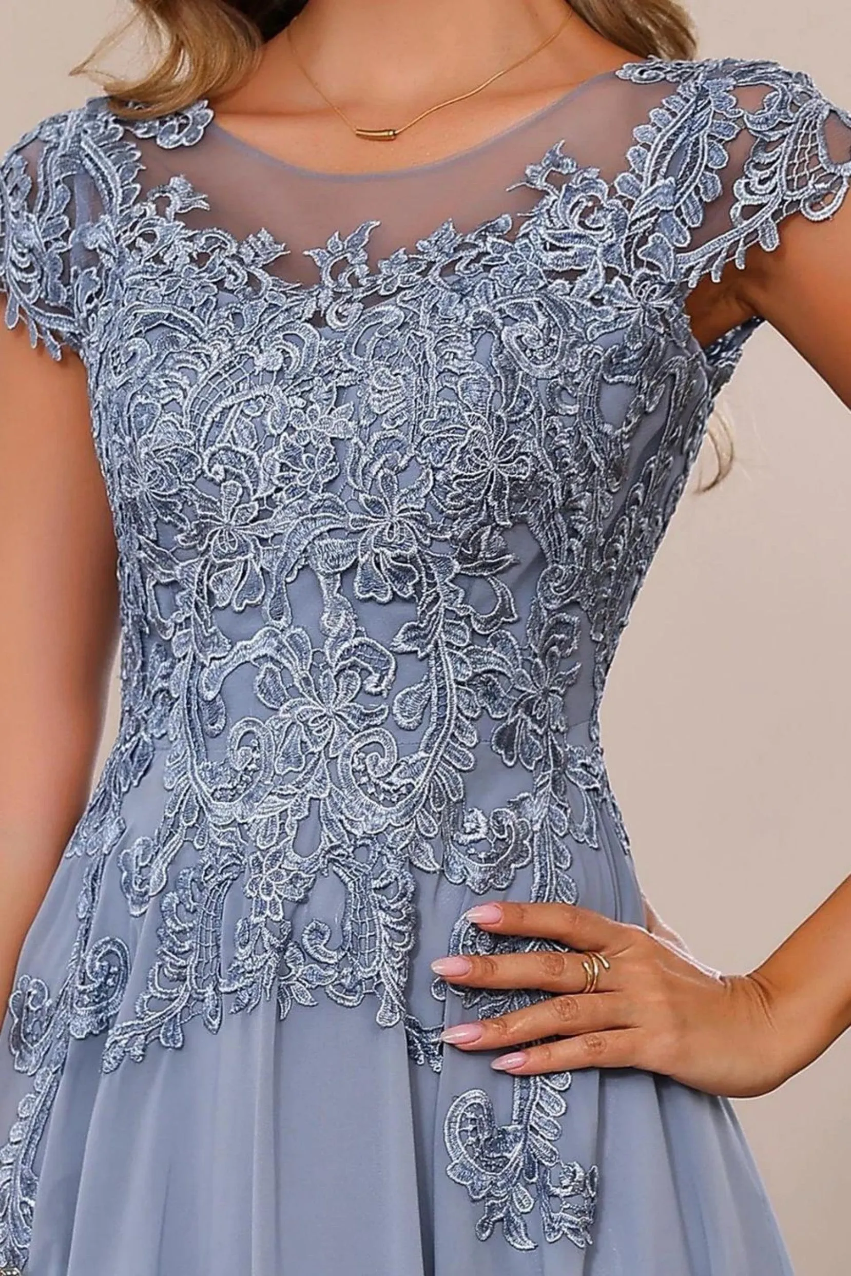 A-Line Floor Length Chiffon Mother of the Bride Dress CM0437 sold by Cocomelody product image thumbnail 3