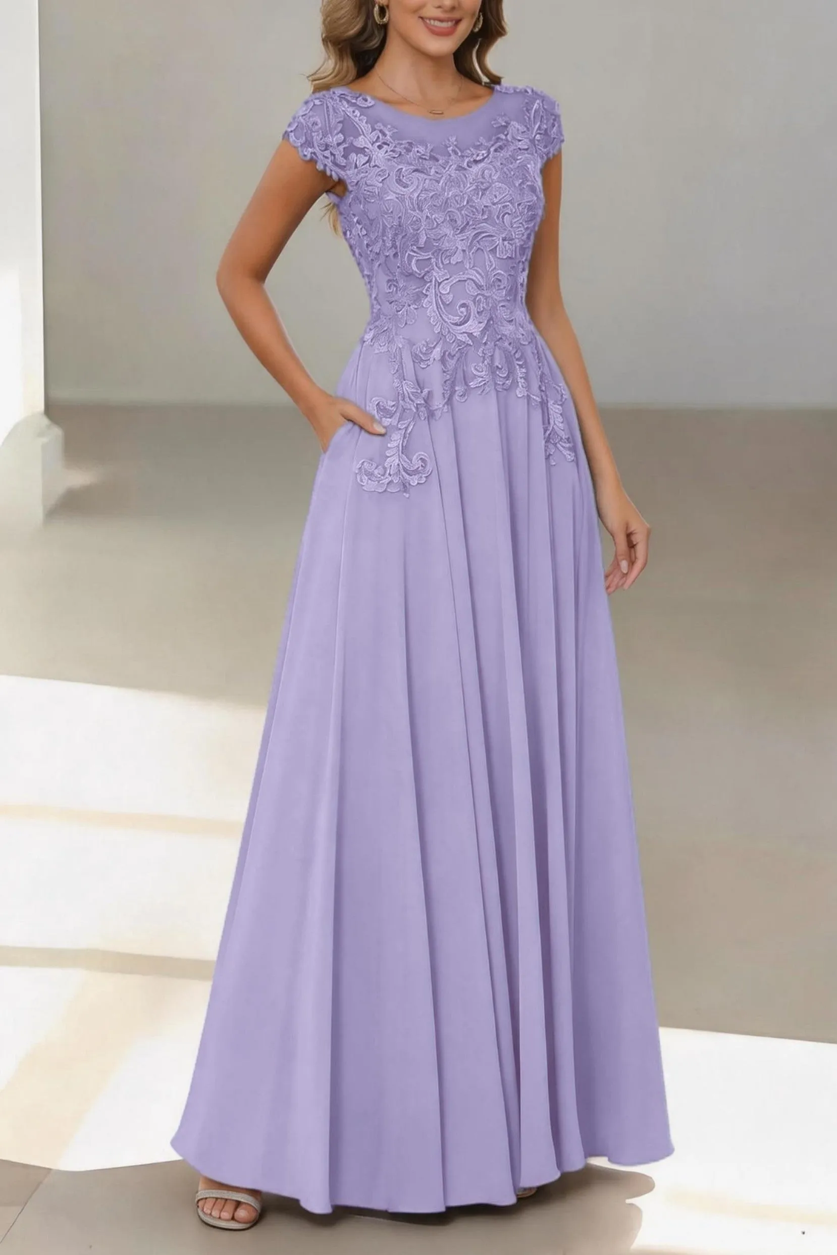 A-Line Floor Length Chiffon Mother of the Bride Dress CM0437 sold by Cocomelody product image thumbnail 5