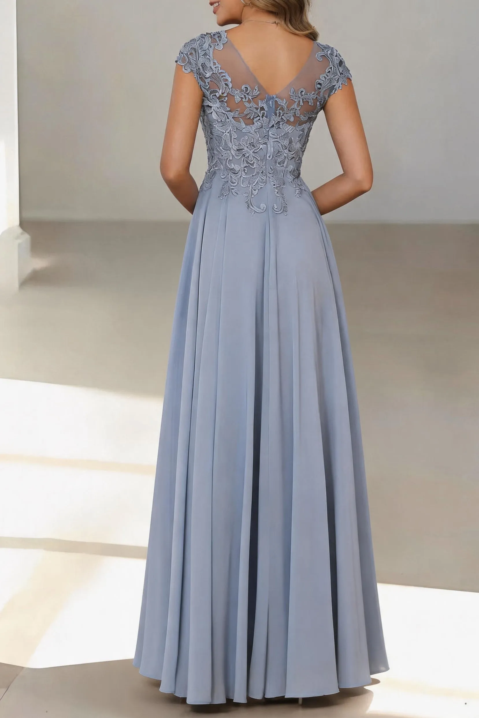 A-Line Floor Length Chiffon Mother of the Bride Dress CM0437 sold by Cocomelody product image thumbnail 2