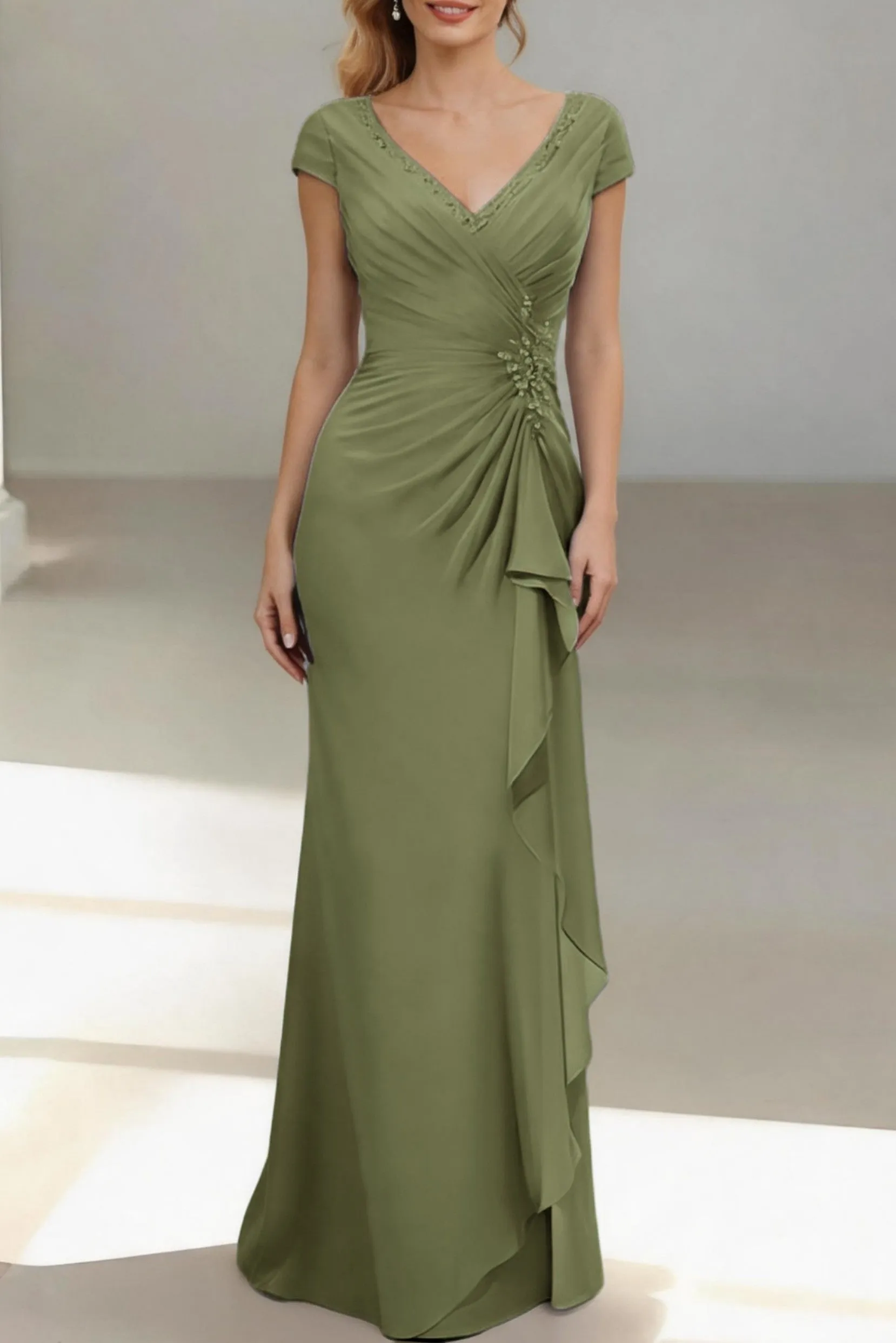 Sheath-Column Floor Length Chiffon Mother of the Bride Dress CM0436 sold by Cocomelody product image thumbnail 3