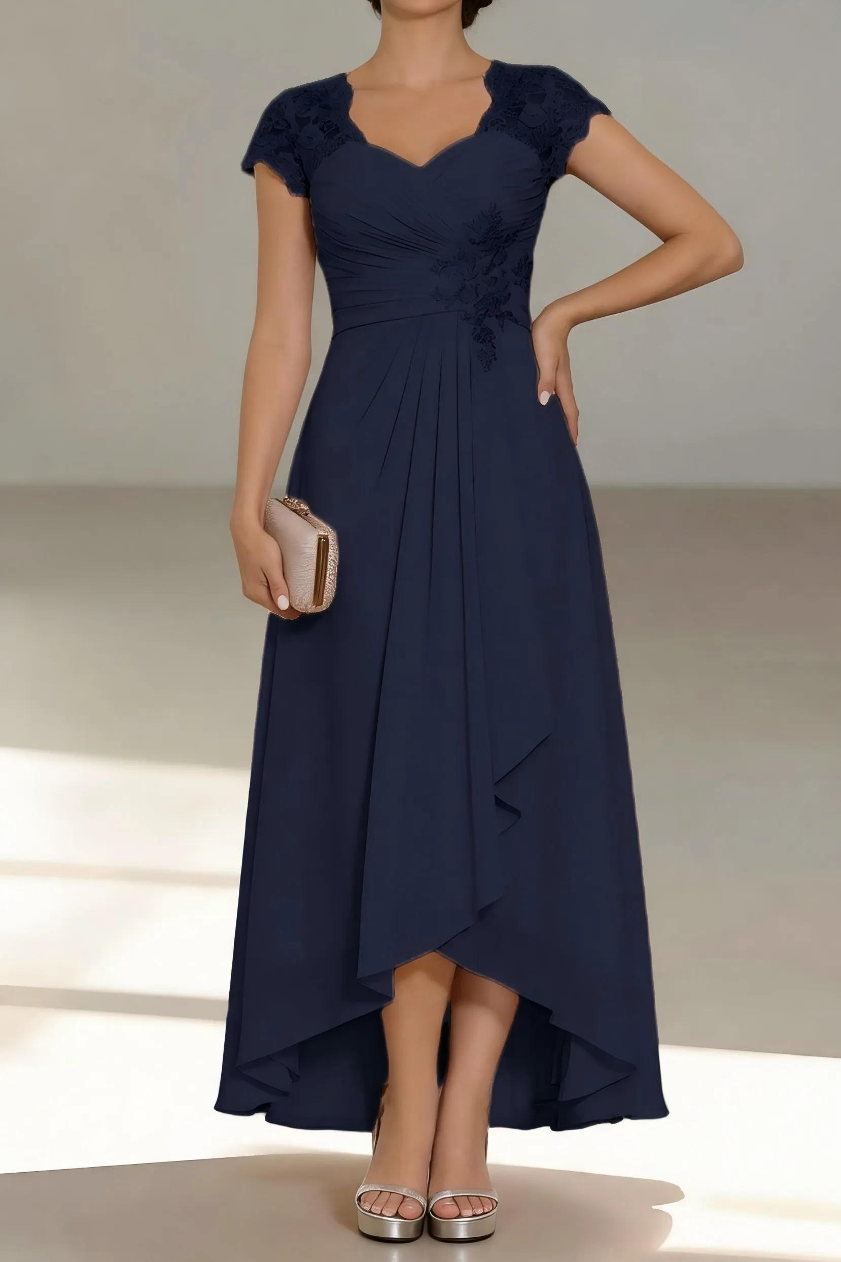 A-Line Tea Length Chiffon Mother of the Bride Dress CM0435 sold by Cocomelody product image thumbnail 4