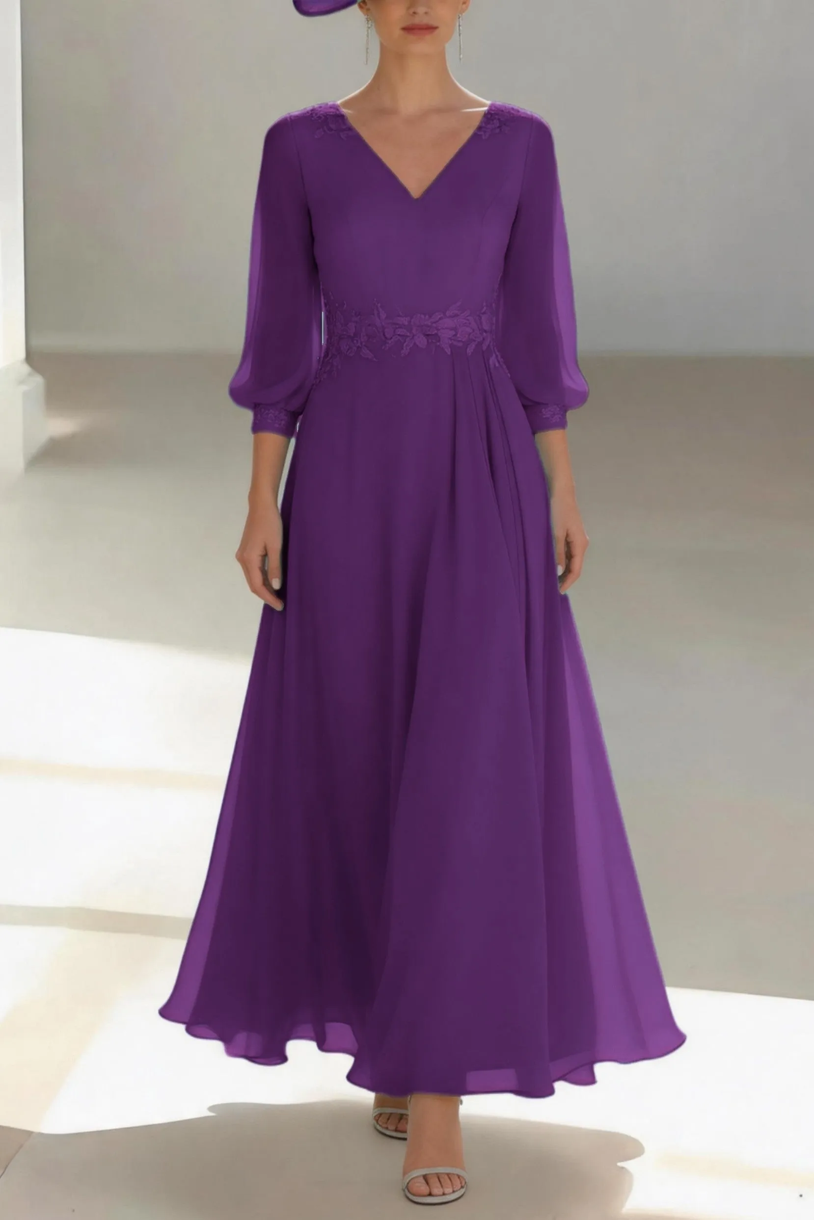 A-Line Ankle Length Chiffon Mother of the Bride Dress CM0461 sold by Cocomelody product image thumbnail 4