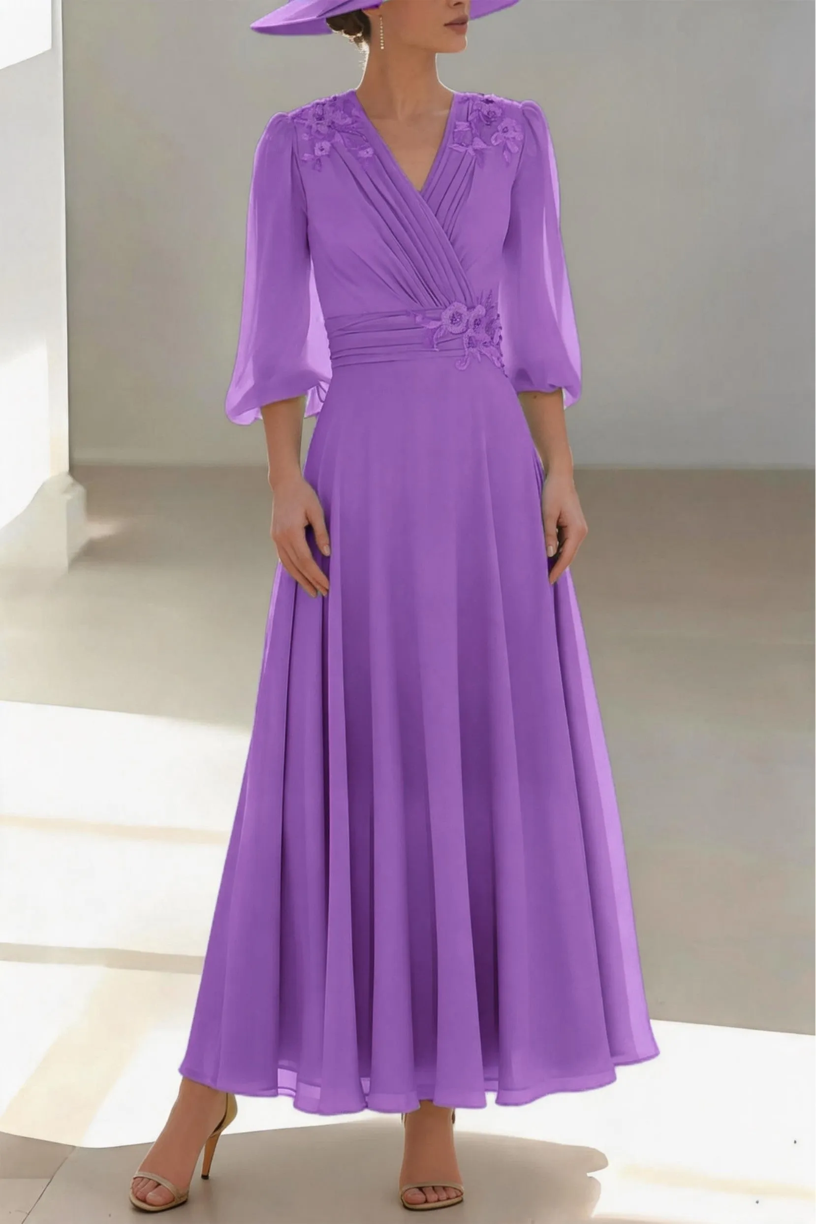 A-Line Ankle Length Chiffon Mother of the Bride Dress CM0455 sold by Cocomelody product image thumbnail 3