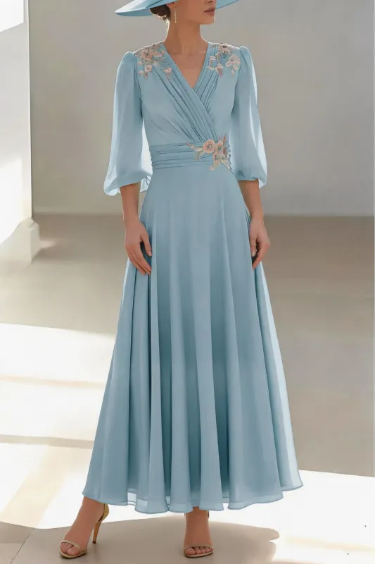 A-Line Ankle Length Chiffon Mother of the Bride Dress CM0455 made by Cocomelody