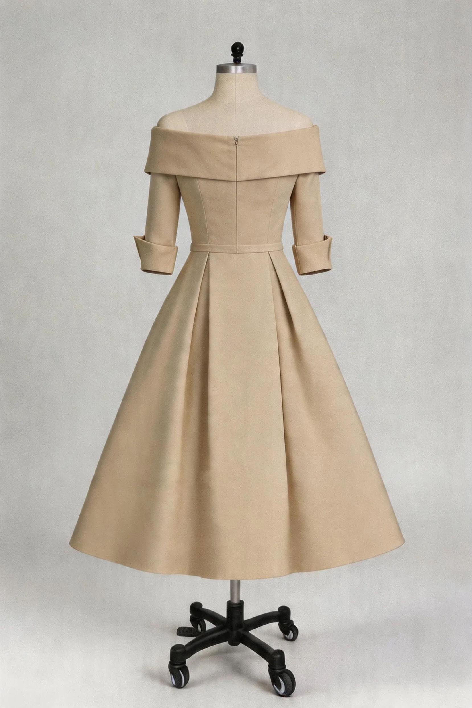 A Line Cowl Neck 3/4 Sleeves Tea Length Elegant Mother Dresses CM0348CR sold by Cocomelody product image thumbnail 2