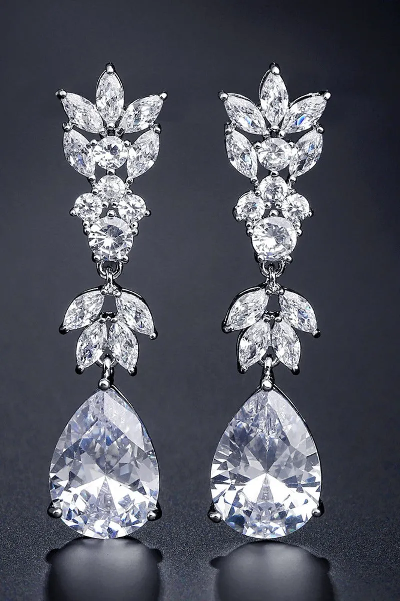 Luxury Teardrop Drop Long Dangle Marquise Leaf Earrings 636326799698 sold by Cocomelody