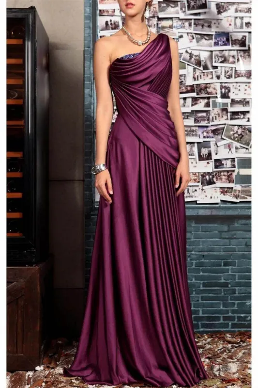 Sheath One Shoulder Sleeveless Floor Length Mother Dresses CM0373CR made by Cocomelody
