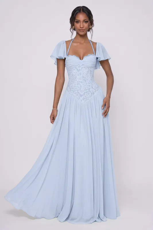 A-Line Floor-length Chiffon Lace Bridesmaid Dress CG0347BM made by Cocomelody