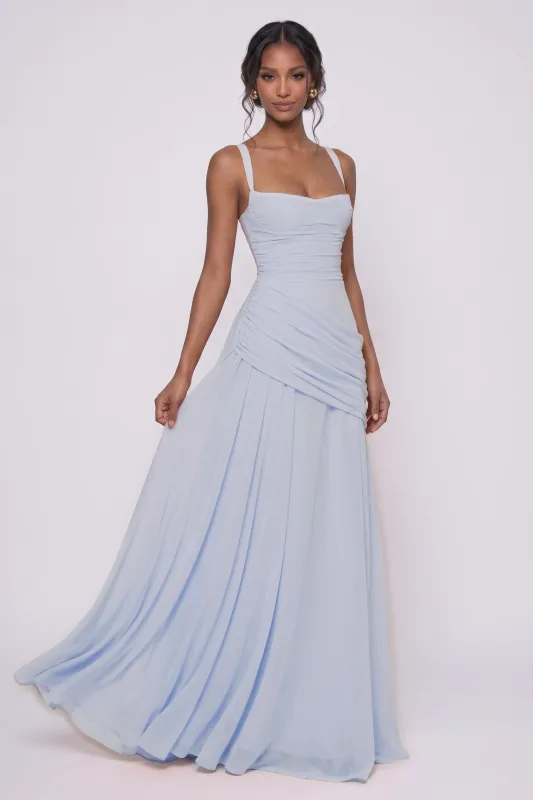 Sheath-Column Maxi Chiffon Bridesmaid Dress CG0346BM made by Cocomelody