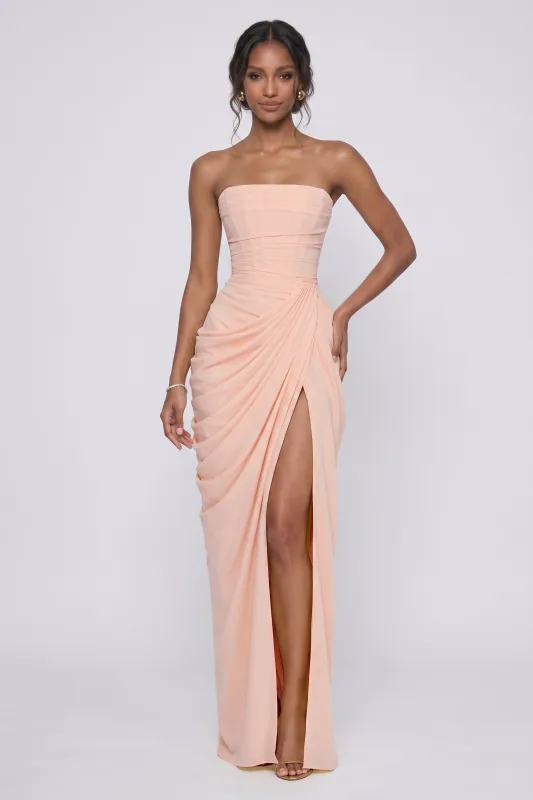 Sheath-Column Maxi Stretch Chiffon Bridesmaid Dress CG0339BM made by Cocomelody
