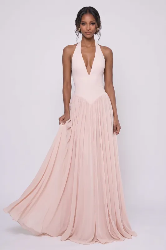 A-Line Floor-length Elastic Cloth Chiffon Wedding Guest Dress CG0344 made by Cocomelody