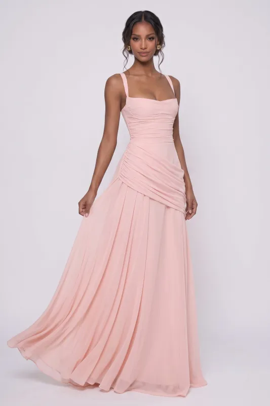 Sheath-Column Maxi Chiffon Wedding Guest Dress CG0346 made by Cocomelody